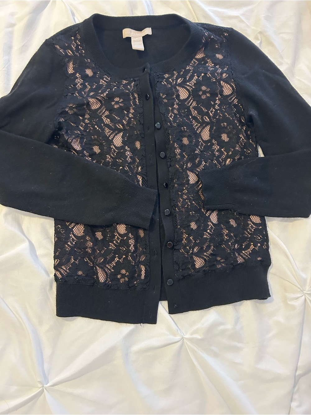 Banana Republic Black Lace Front Button Cardigan